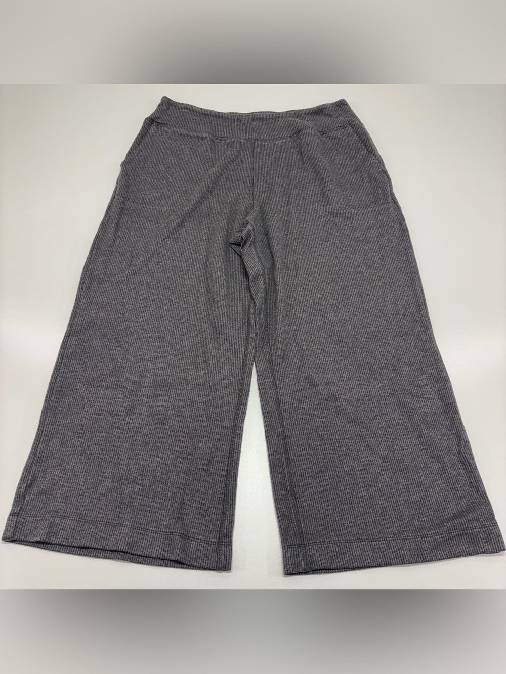 Kinesis Gray Ribbed Wide Leg Lounge Pants XL Athleisure Travel Pockets